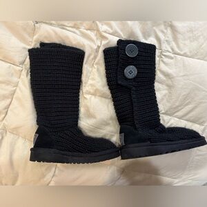 Toddler Ugg Cardi Black Knit Button Boots Size 9